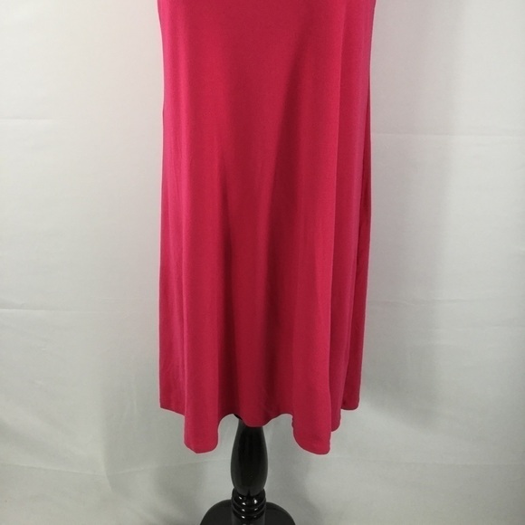KARL Lagerfeld Pink Sleeveless Swing Trapeze Dress W/Faux Pearl & Chain Neckline - Picture 4 of 16